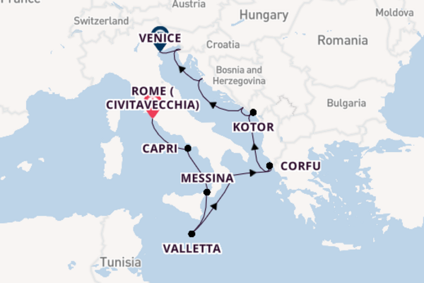 Mediterranean Sea from Rome (Civitavecchia), Italy with the Insignia