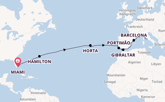 Transatlantik ab Miami auf der Azamara Quest
