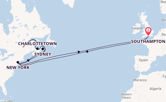 Transatlantic from Southampton, England with the Queen Mary 2