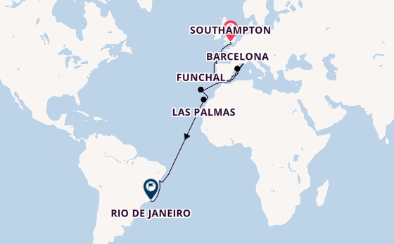 Transatlantik ab Southampton, Großbritannien auf der MSC Virtuosa