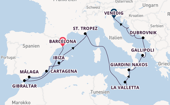 Westliches Mittelmeer ab Barcelona, Spanien auf der Silver Ray