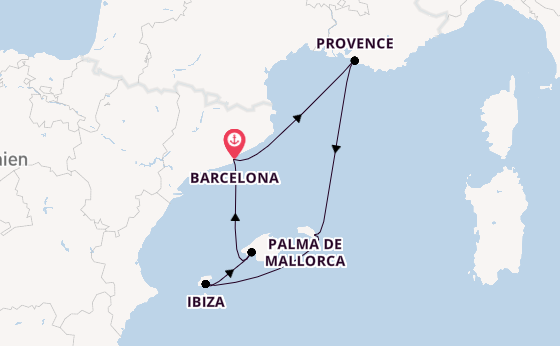 Westliches Mittelmeer ab Barcelona, Spanien auf der Azamara Journey