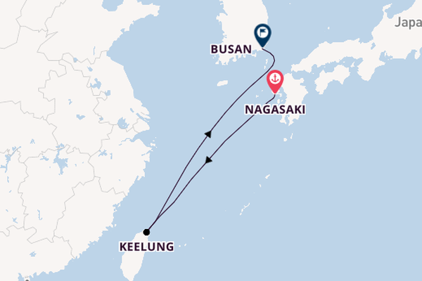 East Asia from Nagasaki, Japan with the Costa Serena
