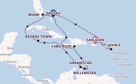 Caribbean vanaf San Juan, Puerto Rico met de Allura