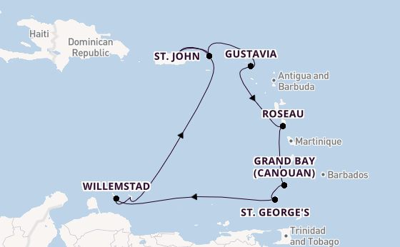 Caribbean vanaf San Juan, Puerto Rico met de Silver Dawn