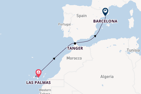 Canarische Eilanden vanaf Las Palmas, Gran Canaria, Spanje met de Costa Smeralda