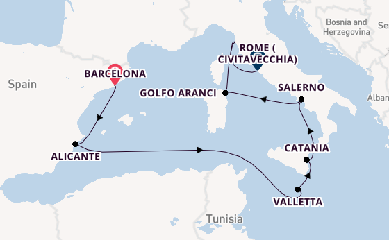 Western Mediterranean from Barcelona, Spain with the Seven Seas Grandeur