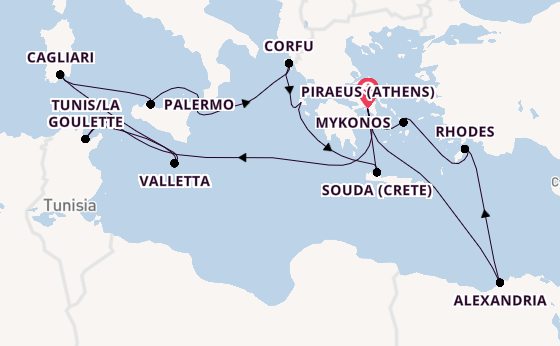 Mediterranean from Piraeus (Athens), Greece with the Oosterdam