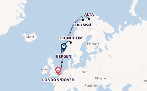 Norwegen ab London/Dover, Großbritannien auf der Nieuw Statendam