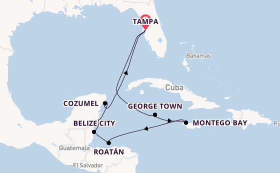 Westelijke Caraïben vanaf Tampa, Verenigde Staten met de Seven Seas Mariner