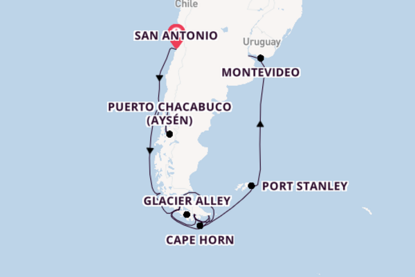 South America from San Antonio, Chile with the Oosterdam