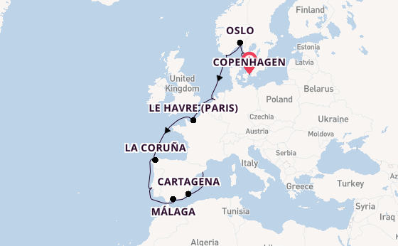 Western Mediterranean from Copenhagen, Denmark with the Seven Seas Voyager