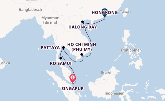 Südostasien ab Singapur, Singapur auf der Noordam