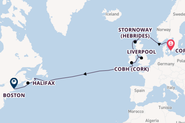 Luxury Copenhagen to Boston with Scotland, Ireland & Canada