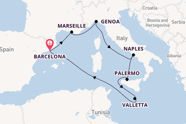 Western Mediterranean from Barcelona, Spain with the MSC Seaview