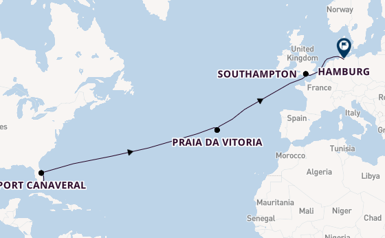 Transatlantic from Fort Lauderdale (Port Everglades), Florida, USA with the Queen Anne
