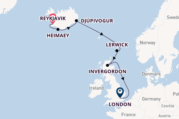 United Kingdom from Reykjavik, Iceland with the Seabourn Ovation 