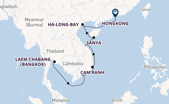 Zuidoost-Azië vanaf Laem Chabang (Bangkok), Thailand met de Seven Seas Splendor
