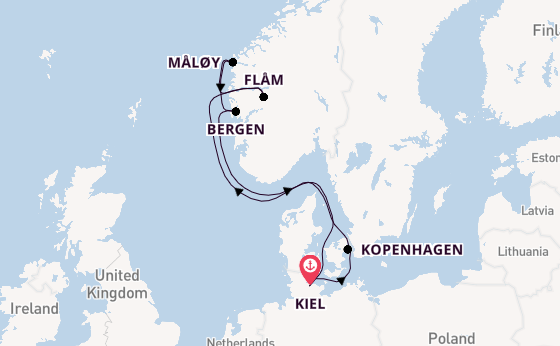 Noorwegen vanaf Kiel, Duitsland met de Costa Diadema