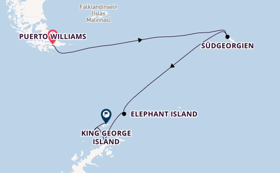 Antarktis ab Puerto Williams, Chile auf der Silver Wind