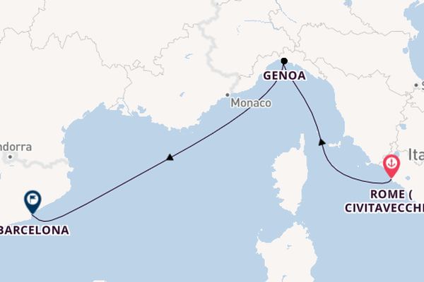 Western Mediterranean from Rome (Civitavecchia), Italy with the MSC Orchestra 