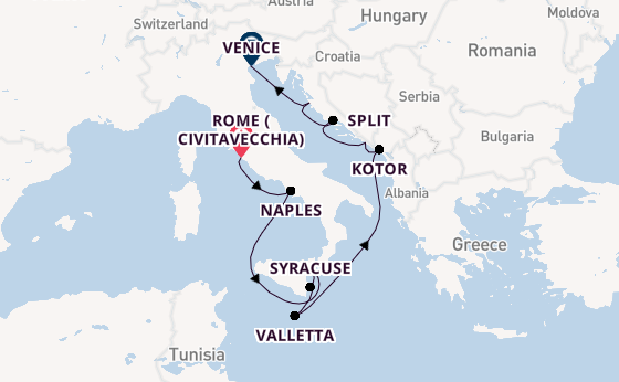 Mediterranean Sea from Rome (Civitavecchia), Italy with the Silver Muse