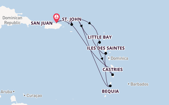 Caribbean vanaf San Juan, Puerto Rico met de Silver Shadow