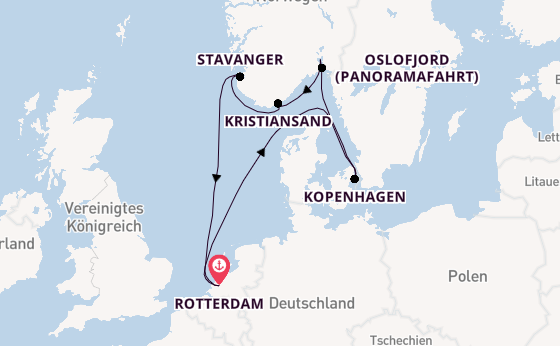 Norwegen ab Rotterdam, Niederlande auf der Rotterdam