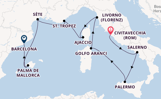 Westliches Mittelmeer ab Civitavecchia (Rom), Italien auf der Nautica