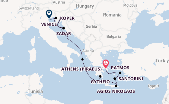 Eastern Mediterranean from Athens (Piraeus), Greece with the Silver Dawn