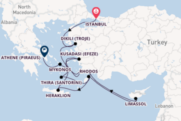 Oostelijke Middellandse Zee vanaf Istanbul, Turkije met de Marina