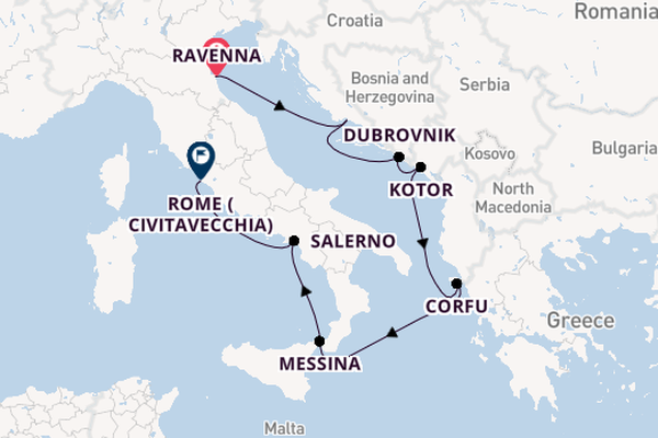 Mediterranean Sea from Ravenna, Italy with the Norwegian Sun