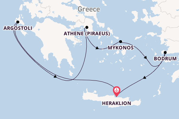 Oostelijke Middellandse Zee vanaf Heraklion, Griekenland met de Mein Schiff 5