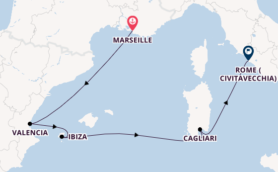 Western Mediterranean from Marseille, France with the MSC Musica
