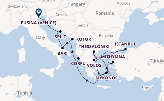 Oostelijke Middellandse Zee vanaf Athene (Piraeus), Griekenland met de EXPLORA I