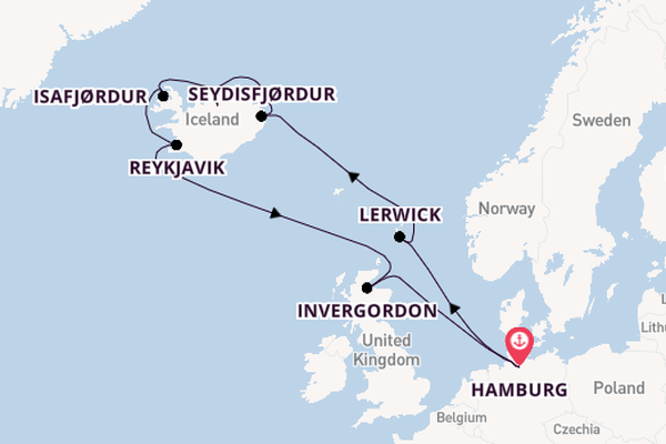 Arctica vanaf Hamburg, Duitsland met de MSC Preziosa