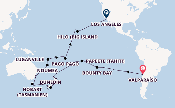 Transpazifik ab Valparaíso, Chile auf der MSC Magnifica