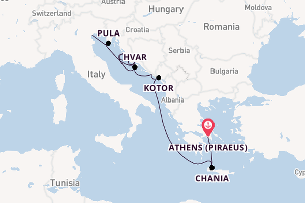 Eastern Mediterranean from Athens (Piraeus), Greece with the Azamara Onward