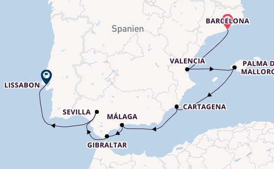 Westliches Mittelmeer ab Barcelona, Spanien auf der Azamara Journey