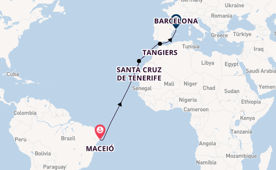 Transatlantic from Maceió, Brazil with the MSC Virtuosa