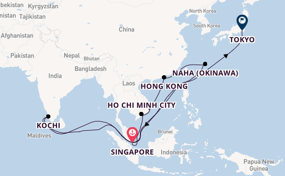 South East Asia from Singapore, Singapore with the Silver Muse