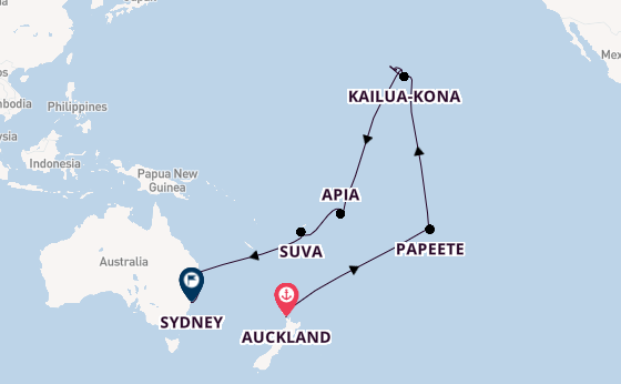 Polynesië vanaf Auckland, Nieuw-Zeeland met de Grand Princess