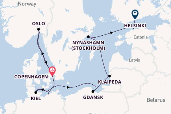 Norway from Copenhagen, Denmark with the Norwegian Prima