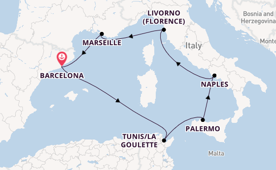 Western Mediterranean from Barcelona with the MSC Virtuosa