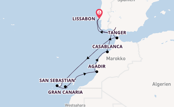 Kanarische Inseln ab Lissabon, Portugal auf der Azamara Onward