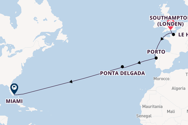 trans-Atlantisch vanaf Southampton (Londen), Engeland met de Norwegian Star