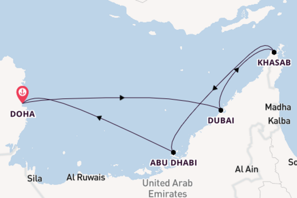 Perzische Golf vanaf Doha met de Mein Schiff 4