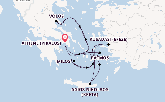 Oostelijke Middellandse Zee vanaf Athene (Piraeus), Griekenland met de EXPLORA I