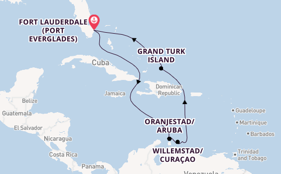 Caribbean from Fort Lauderdale (Port Everglades), Florida, USA with the Caribbean Princess