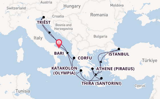 Middellandse Zee vanaf Bari, Italië met de MSC Fantasia